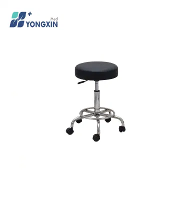 Tabouret rond en acier inoxydable réglable en hauteur, mobilier médical d'hôpital MD4 avec roulettes