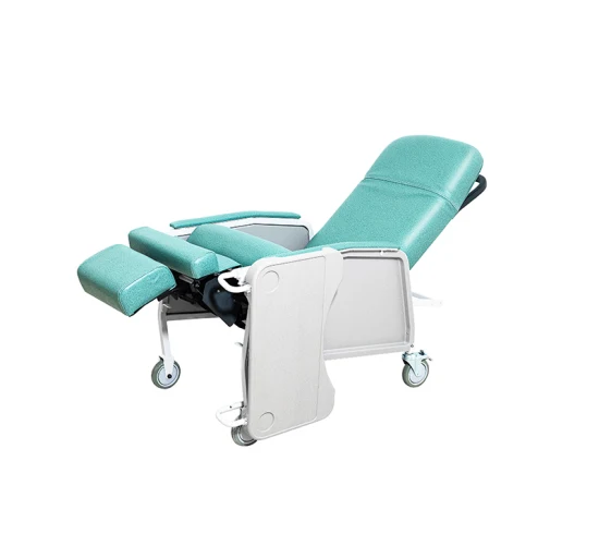 Fauteuil de phlébotomie inclinable mobile de qualité hospitalière avec roues pour chambre de patient