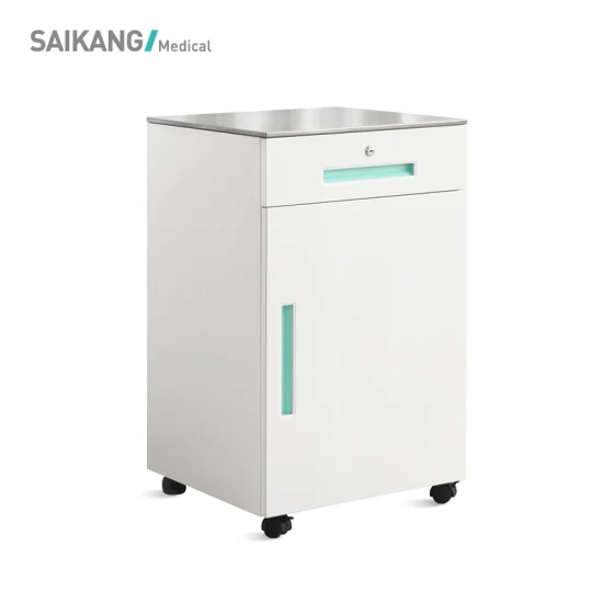 Sks036 Saikang meuble de chevet médical d'hôpital mobile en acier inoxydable de gros avec roues